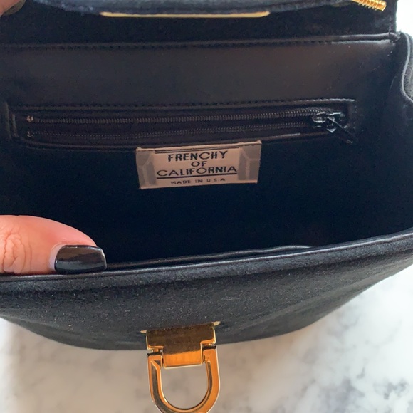 Frenchy of California vintage classic suede black gold bag crossbody purse - Picture 8 of 8